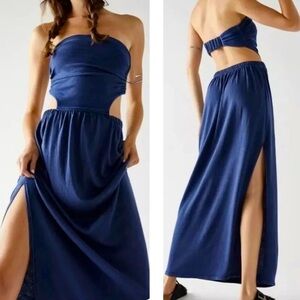 FREE People Large Blue Tangelica Strapless Maxi Dress Size L